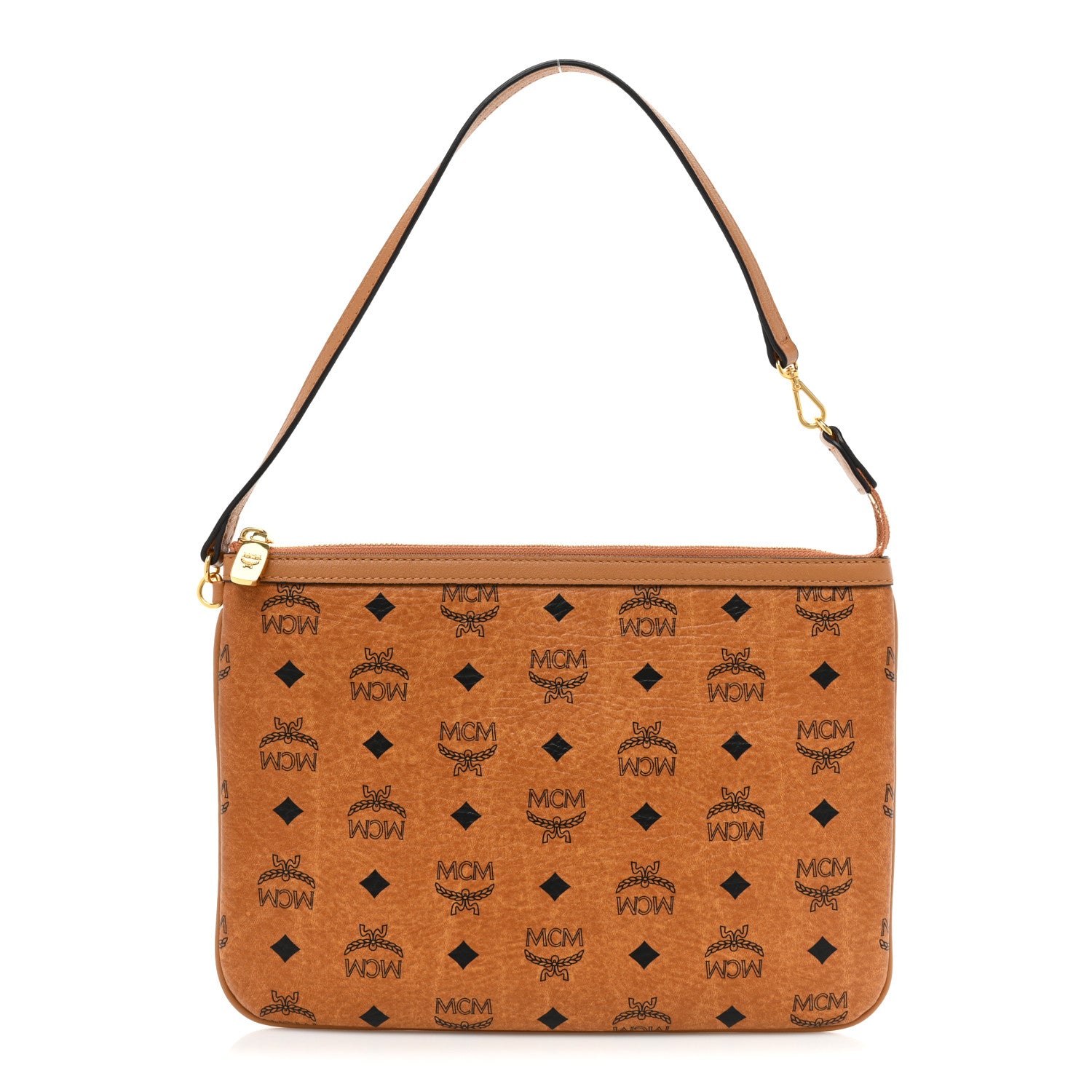MCM Visetos Liz Shopper Tote Pouch Cognac 1 of 8