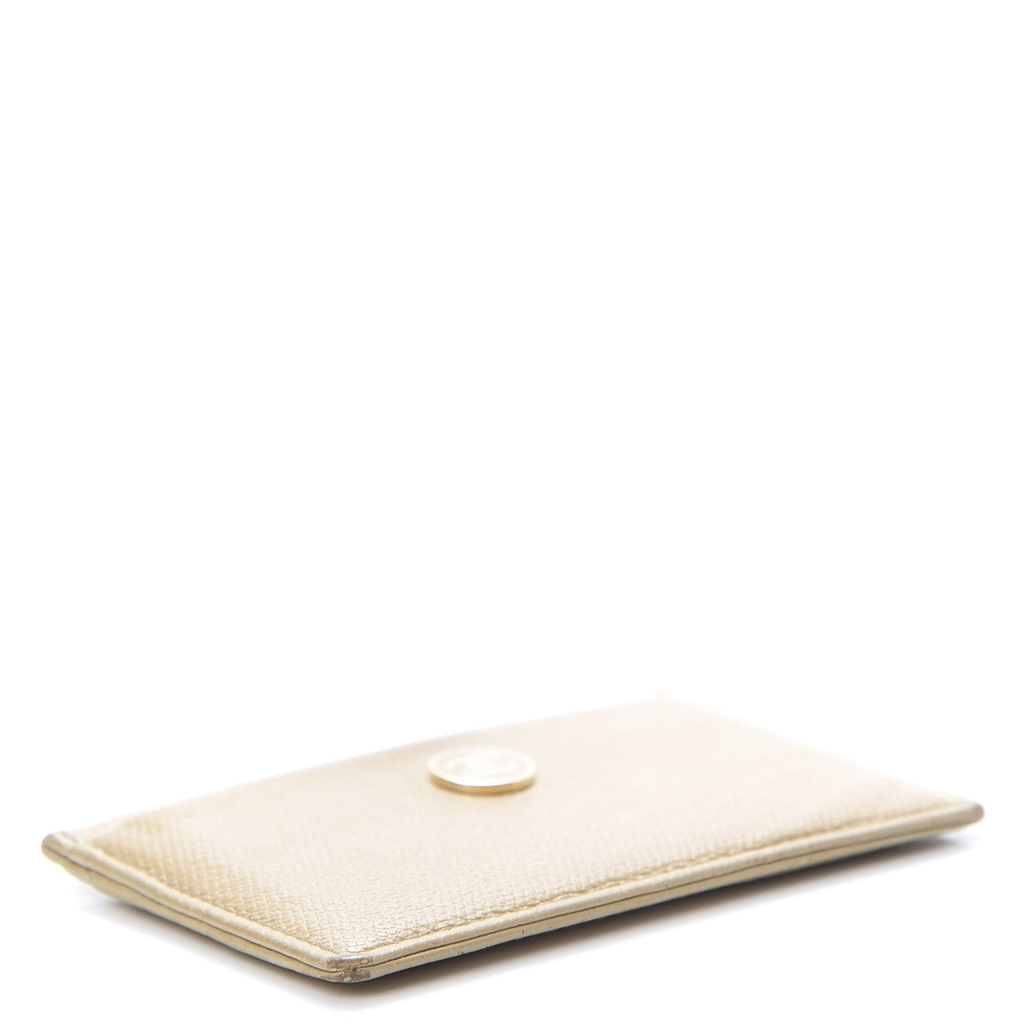 Calfskin CC Button Card Holder Beige