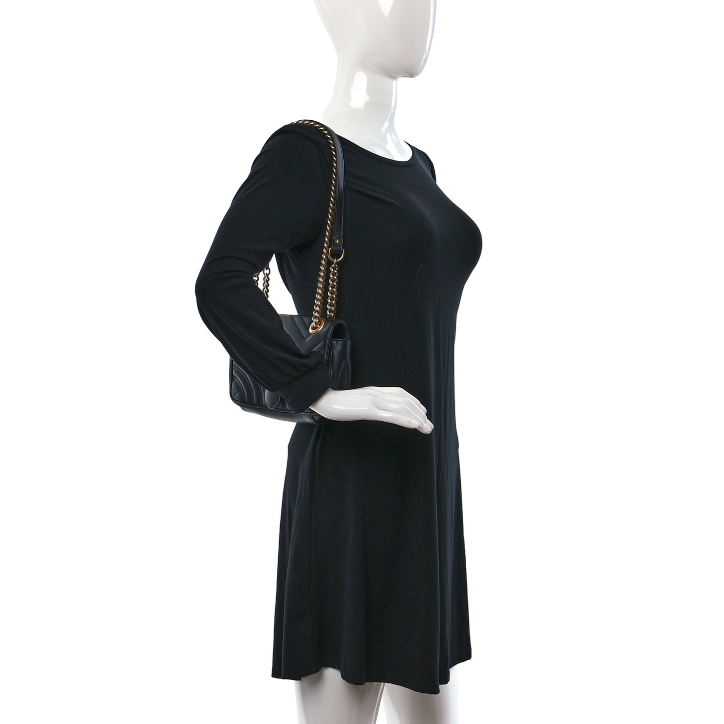 Calfskin Matelasse Mini GG Marmont Shoulder Bag Black