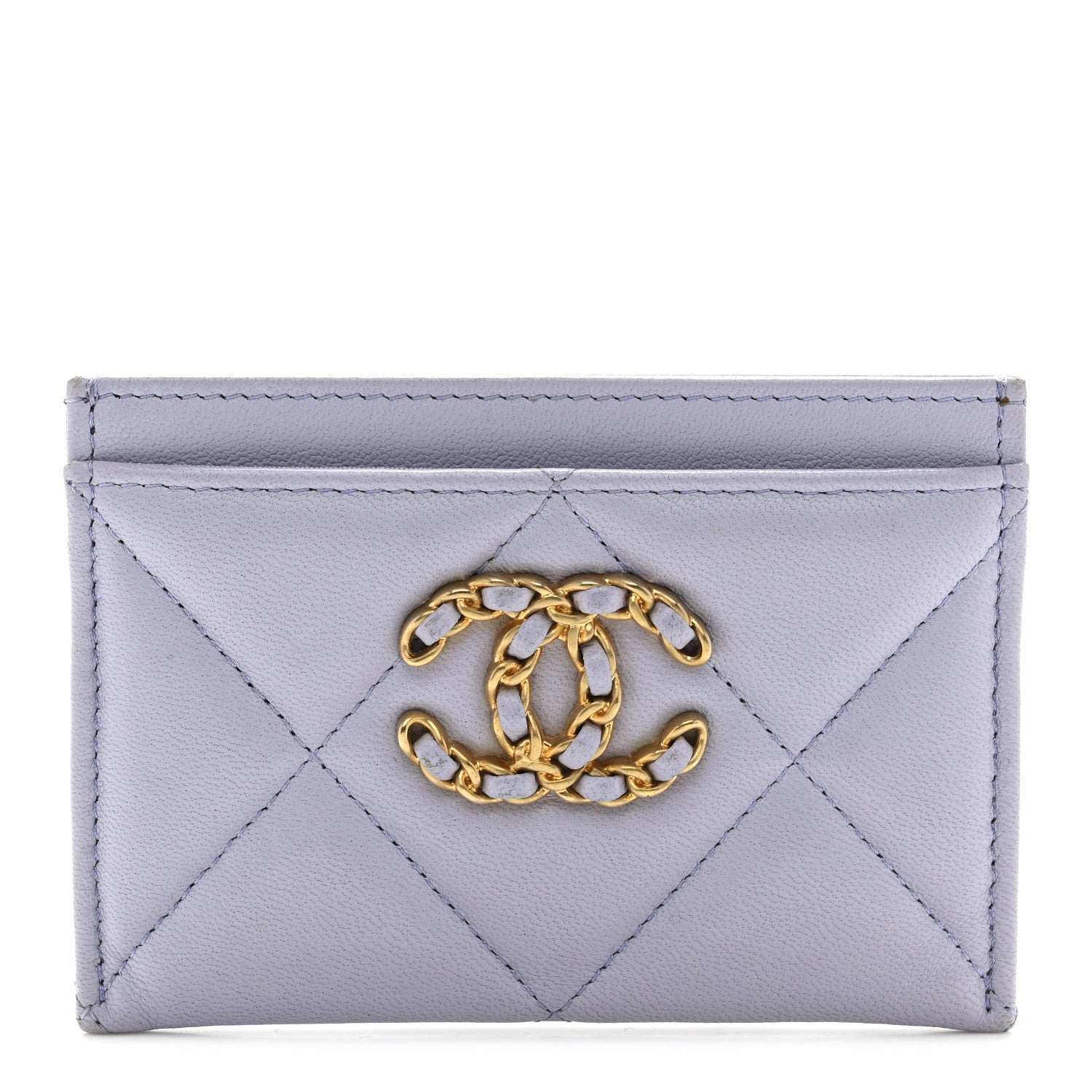Chanel Lambskin Quilted Chanel 19 Card Holder Light Purple 1 of 9