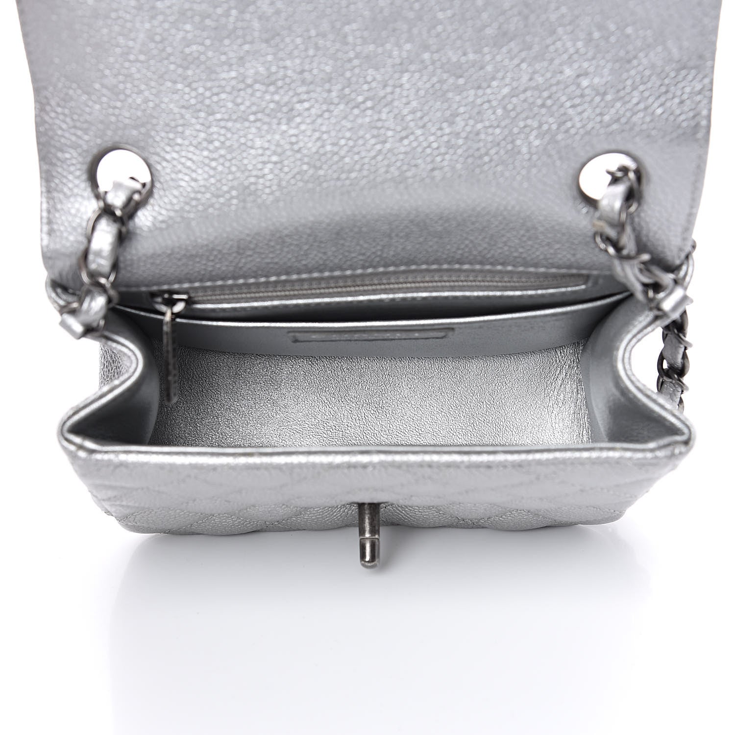 Chanel Metallic Caviar Quilted Mini Square Flap Silver 5 of 10