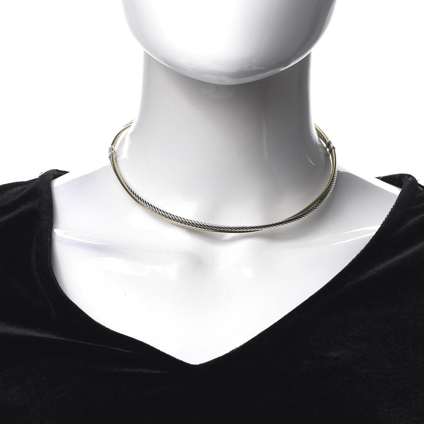 Sterling Silver 18K Yellow Gold Crossover Cable Choker Necklace