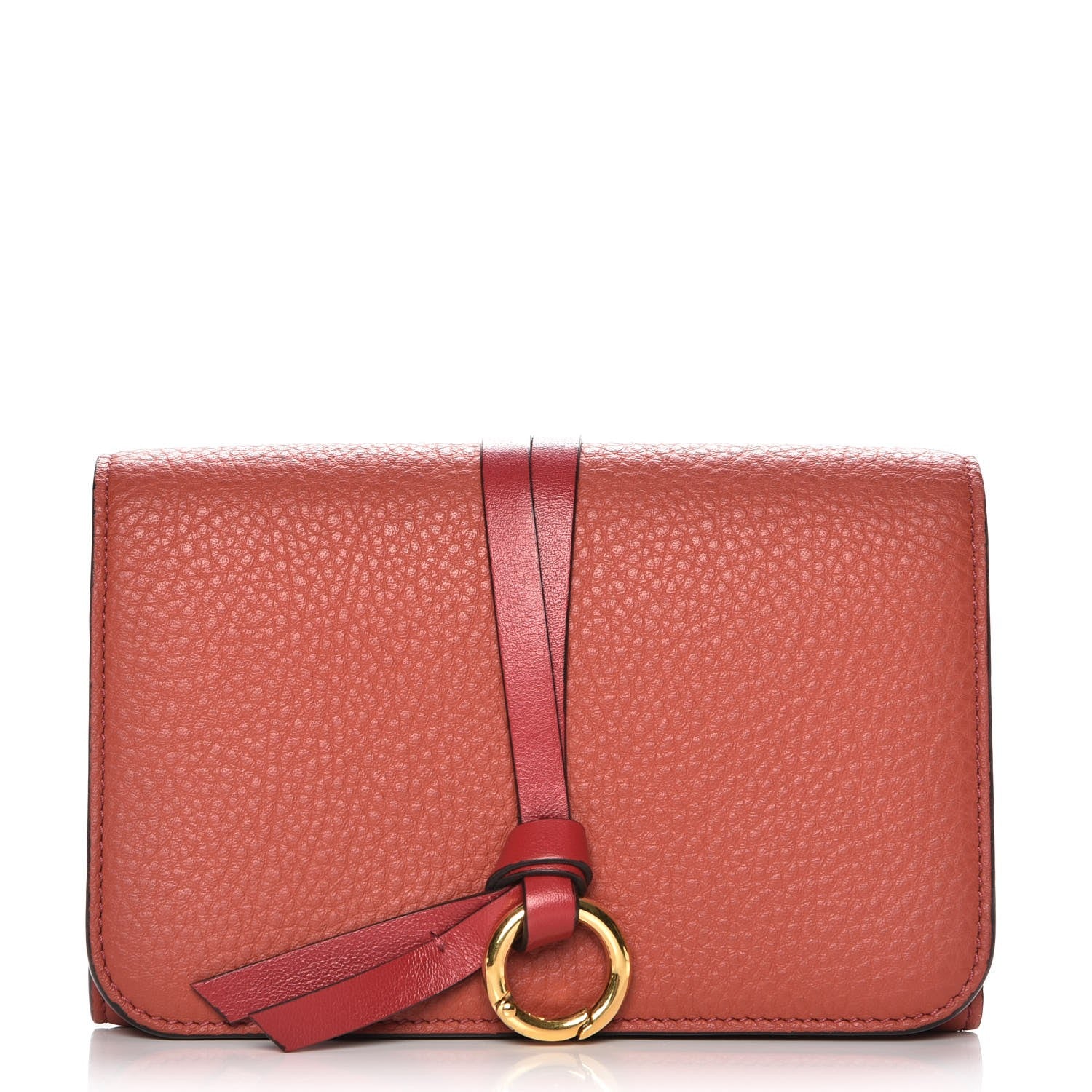 Chloe Grained Calfskin Alphabet Compact Wallet Terracotta Red 1 of 10
