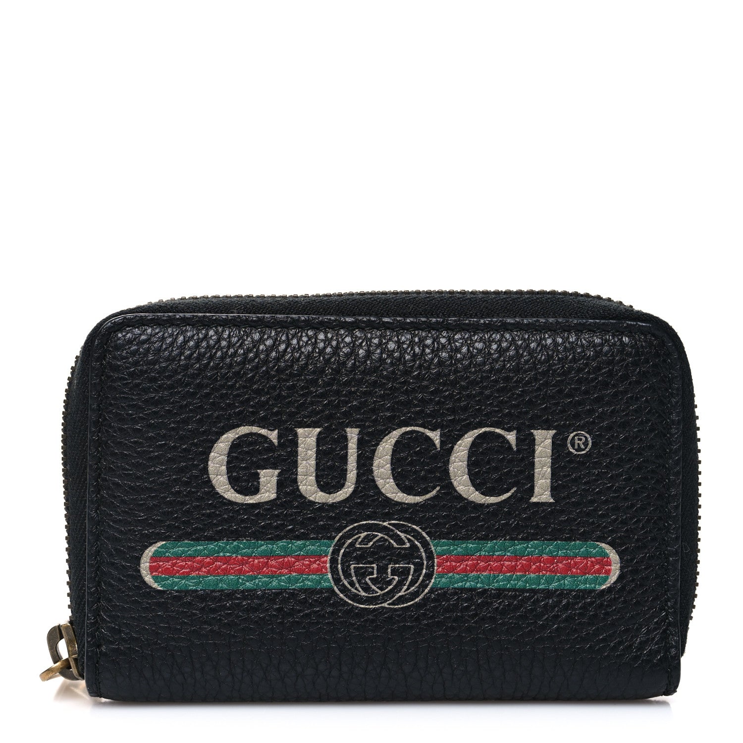 Gucci Calfskin Logo Zip Around Card Case Black 1 of 8
