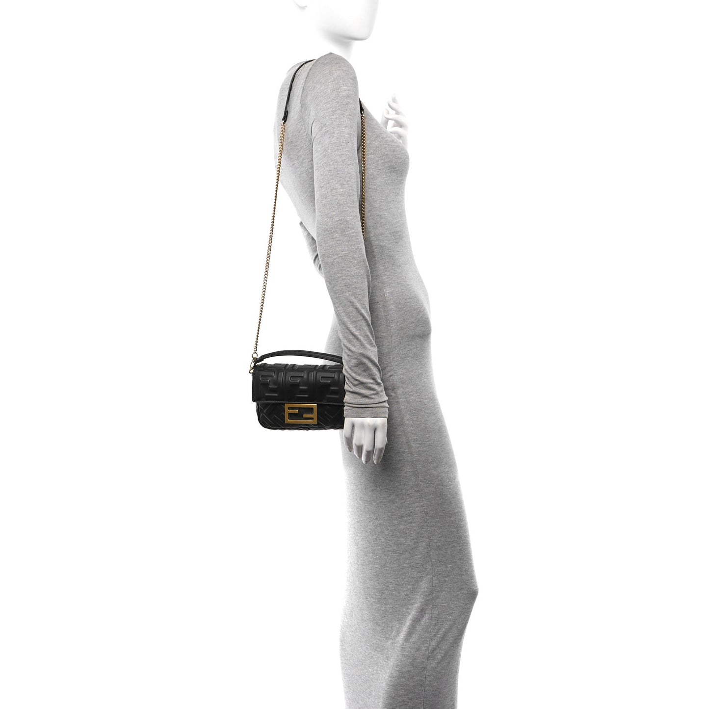 Nappa FF 1974 Embossed Mini Baguette Black