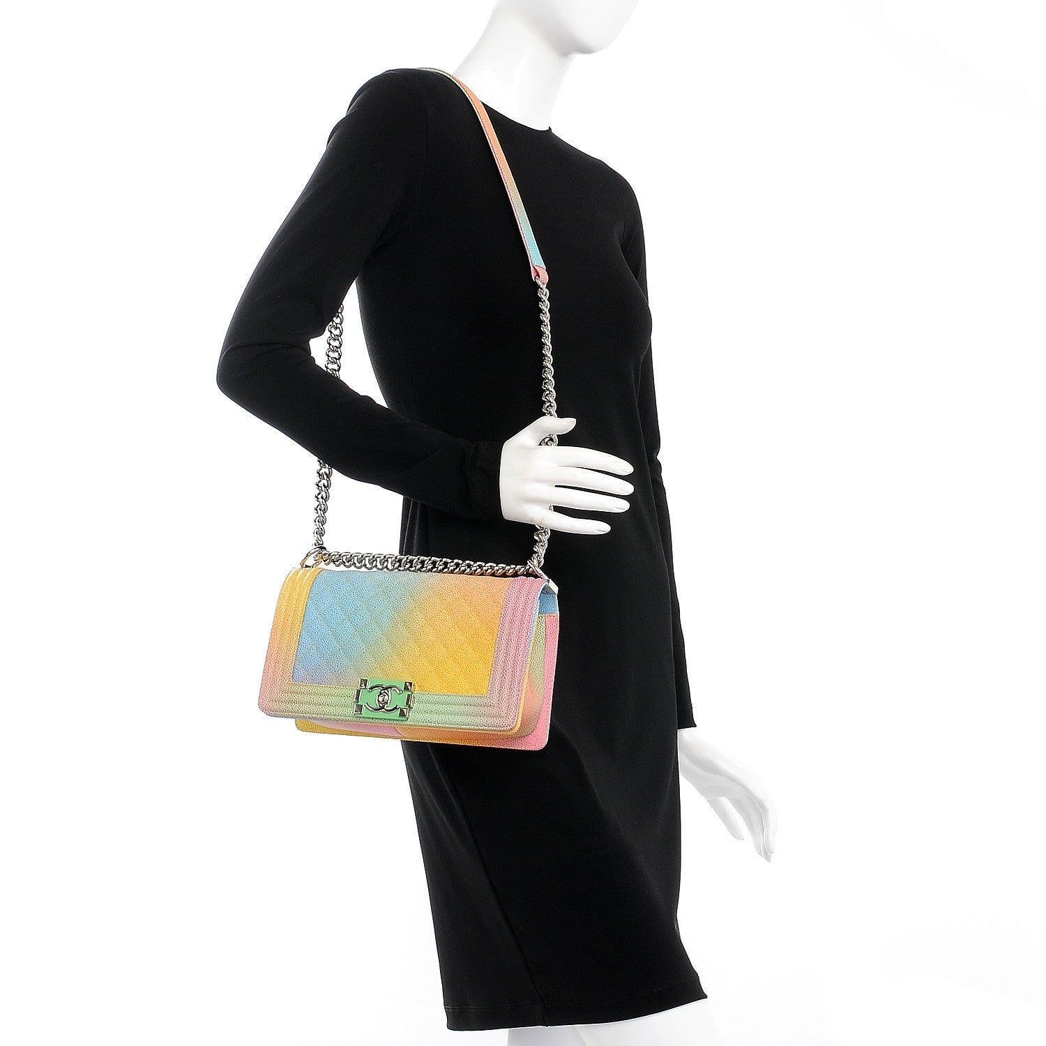 Chanel Caviar Quilted Medium Cuba Rainbow Boy Flap Multicolor 2 of 7