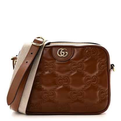 Gucci Calfskin GG Matelasse Shoulder Bag Peanut Brown Natural 1 of 9