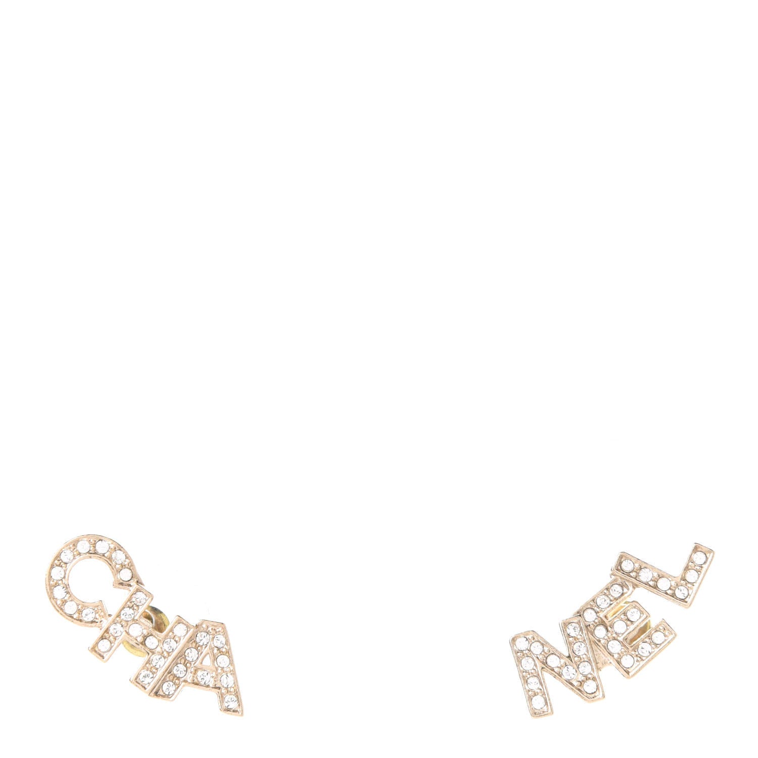 Chanel Crystal Pearl Signature Stud Earrings Gold 1 of 5