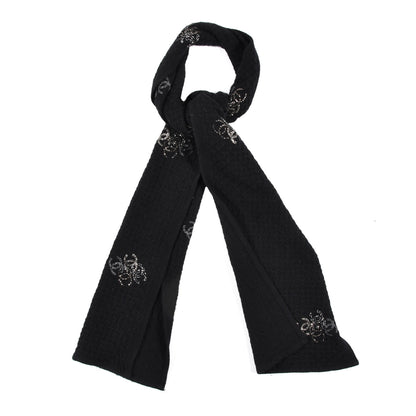 Chanel Cashmere Crystal Logo Scarf Black 1 of 4