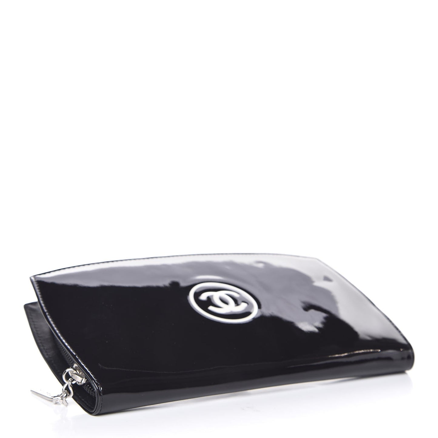 Patent Large CC Compact Zip Gusset Wallet Black