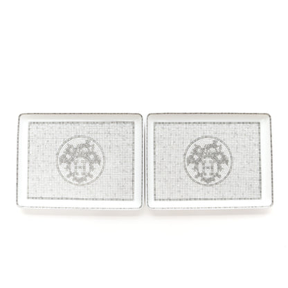 Hermes Porcelain Mosaique Au 24 Sushi Plate Platine 8 of 9