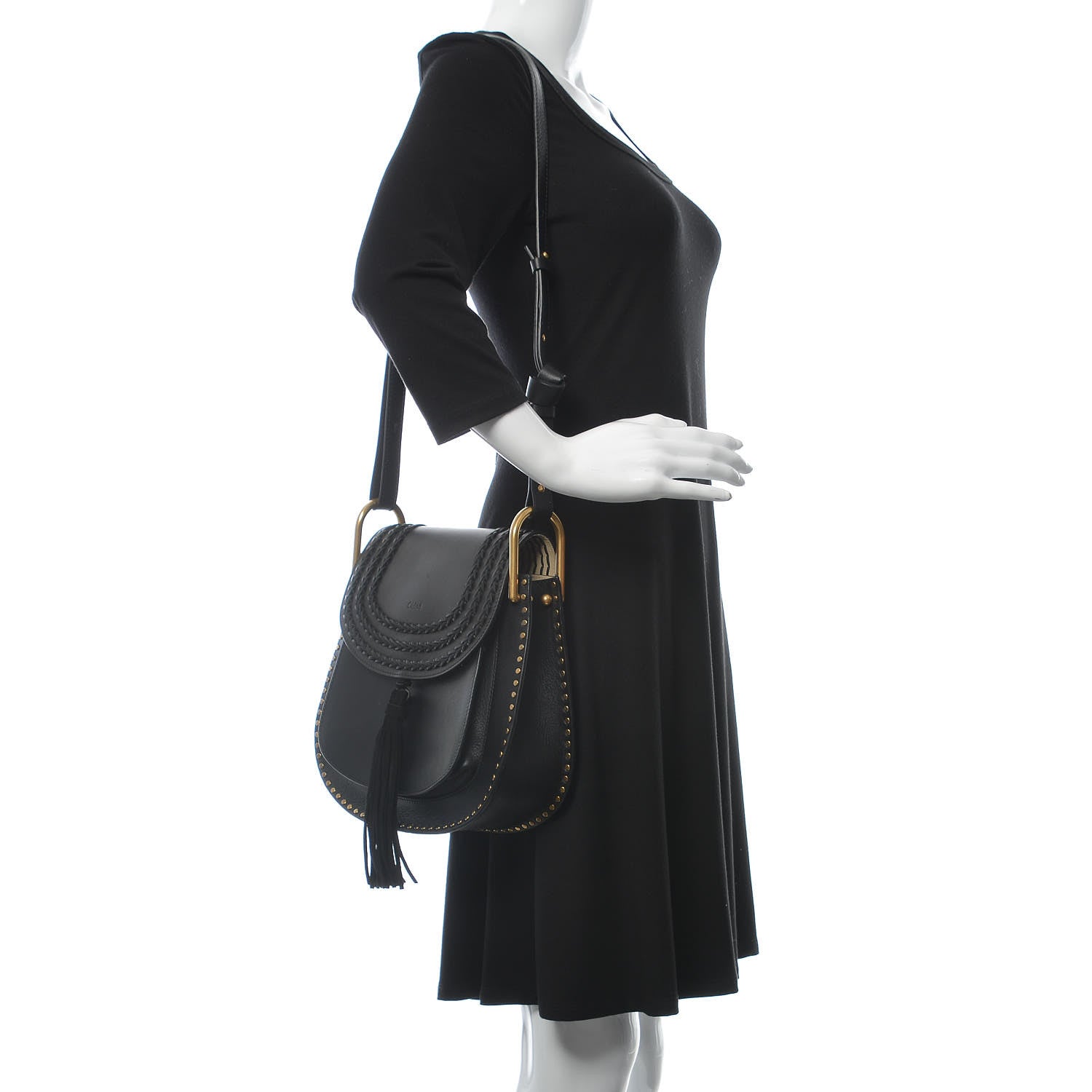 Chloe Calfskin Braided Medium Hudson Shoulder Bag Black 2 of 6