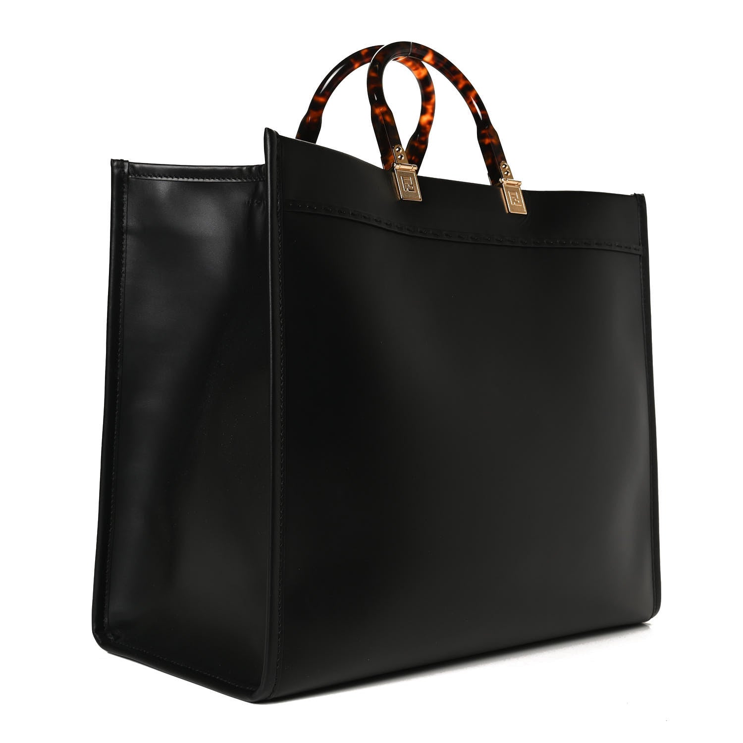 Fendi Vitello King Plexiglass Large Fendi Sunshine Shopper Tote Black 3 of 13
