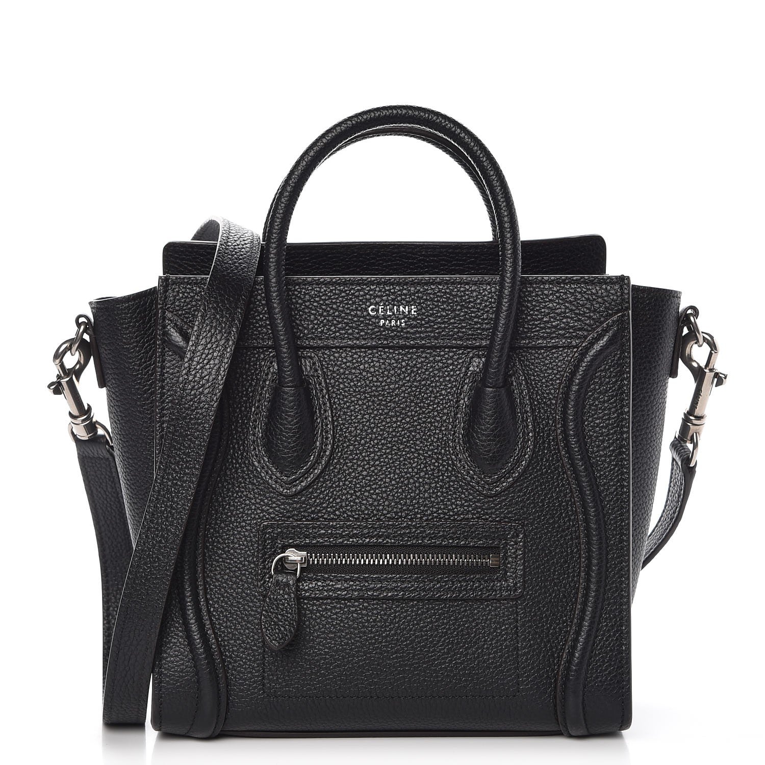 Celine Drummed Calfskin Nano Luggage Black 1 of 9
