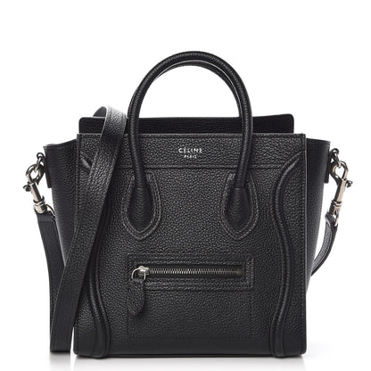 Celine Drummed Calfskin Nano Luggage Black 1 of 9