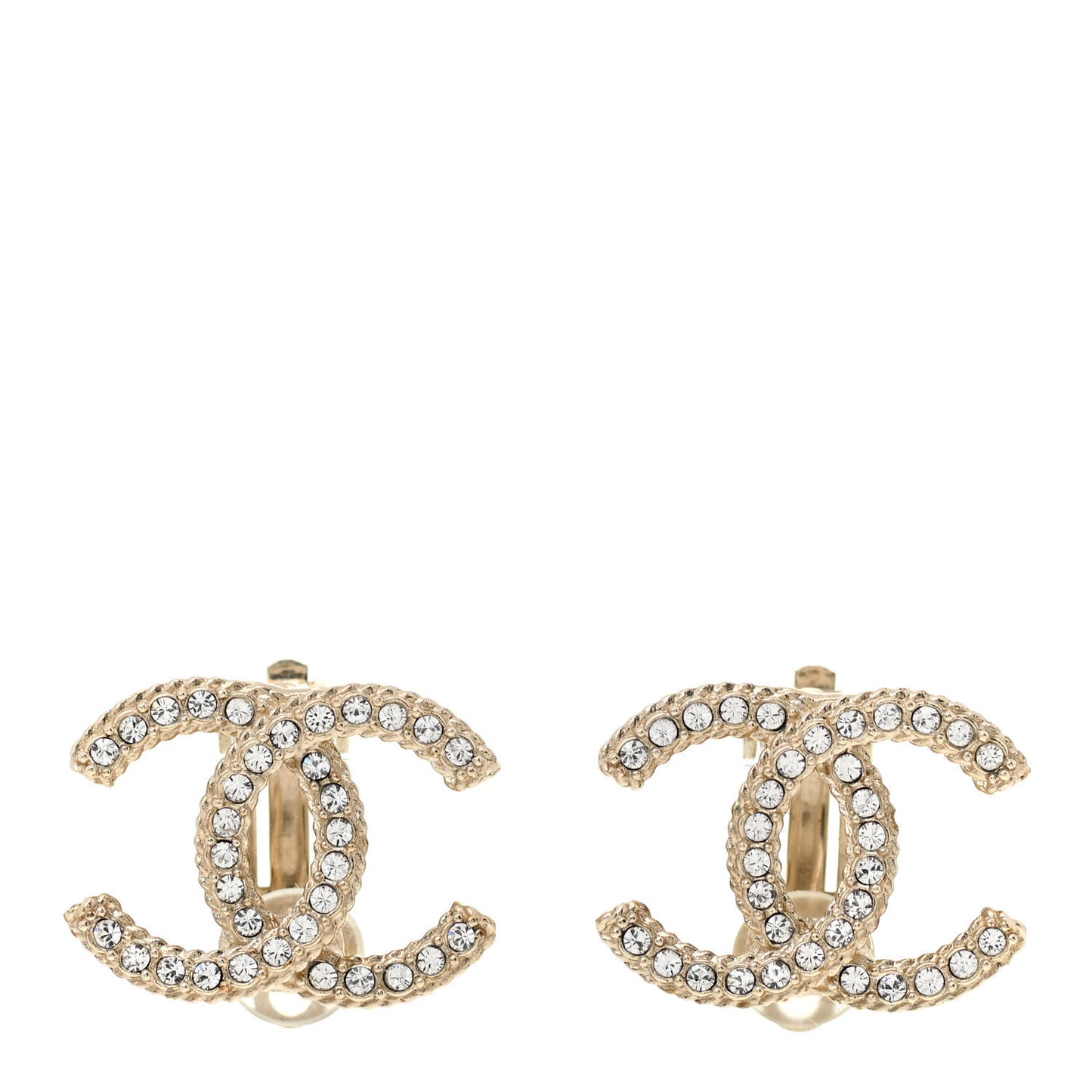 Crystal CC Clip On Earrings Gold