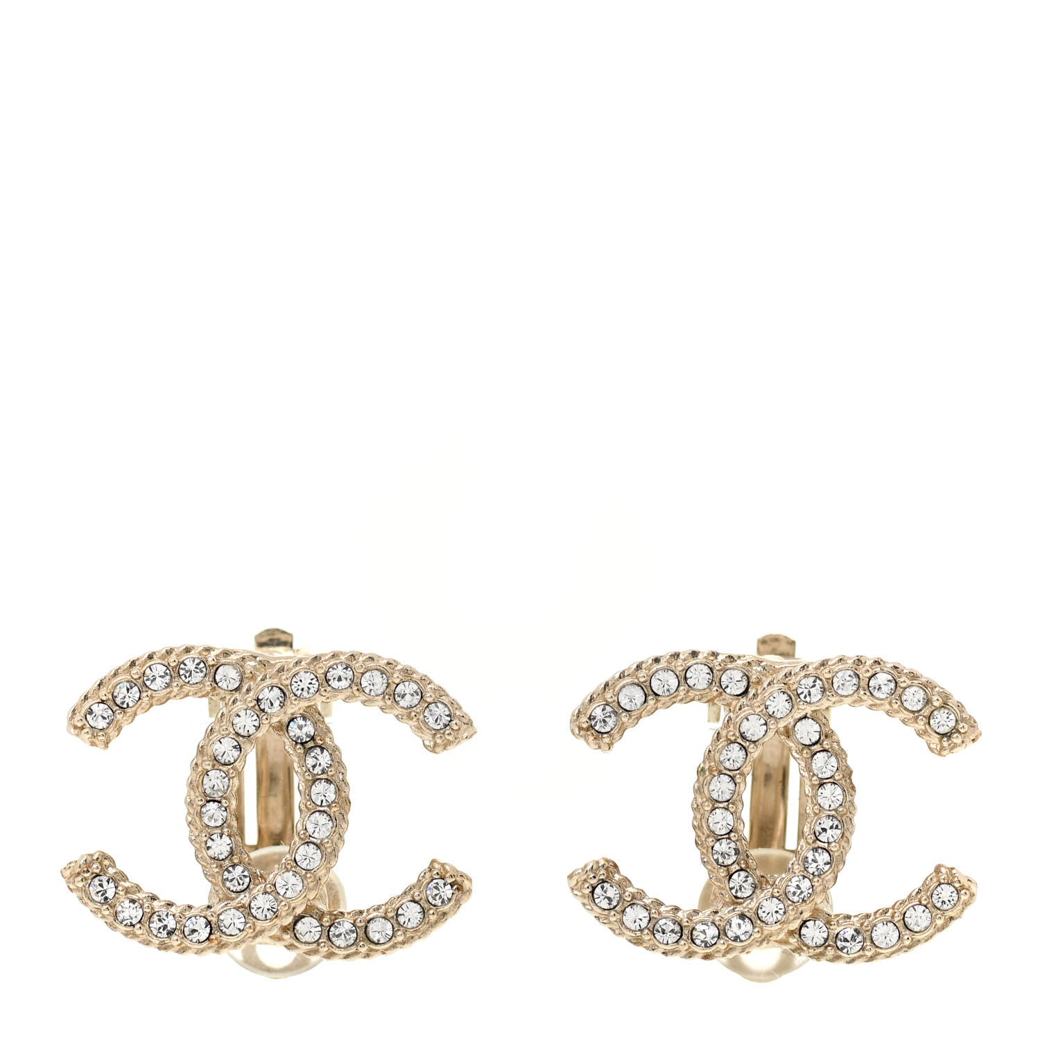 Chanel Crystal CC Clip On Earrings Gold 1 of 4