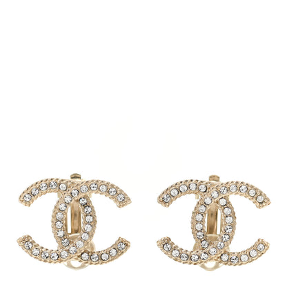 Chanel Crystal CC Clip On Earrings Gold 1 of 4