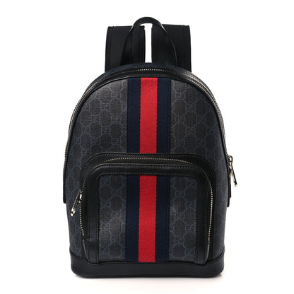 Gucci GG Supreme Monogram Appia Calfskin Web Small Day Backpack Black 1 of 9