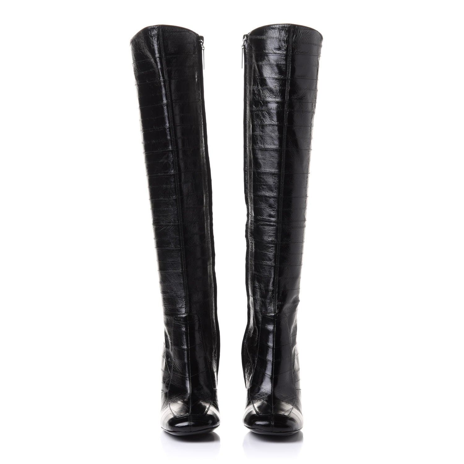 Saint Laurent Eelskin Jane Knee High Boots 36.5 Black 2 of 8