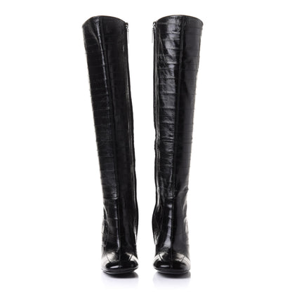 Saint Laurent Eelskin Jane Knee High Boots 36.5 Black 2 of 8