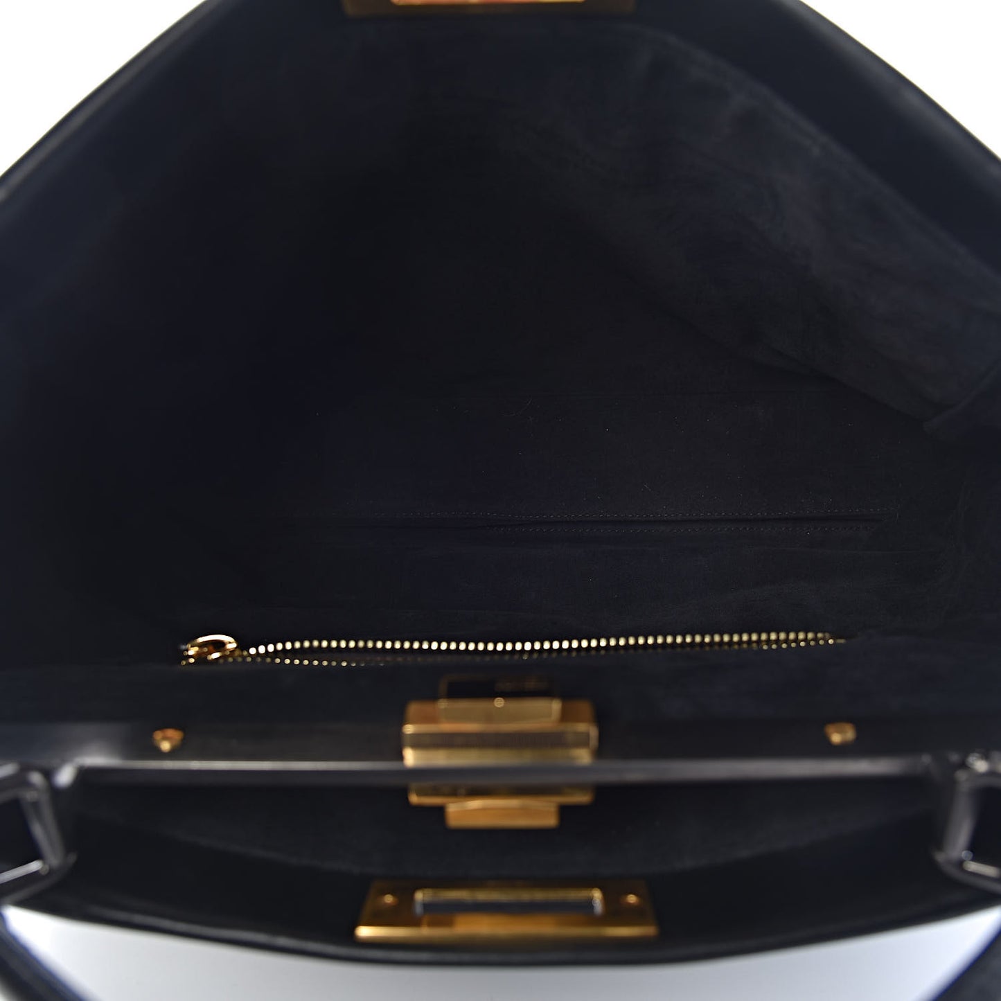 Vitello Suede Large Peekaboo Iconic Satchel Black