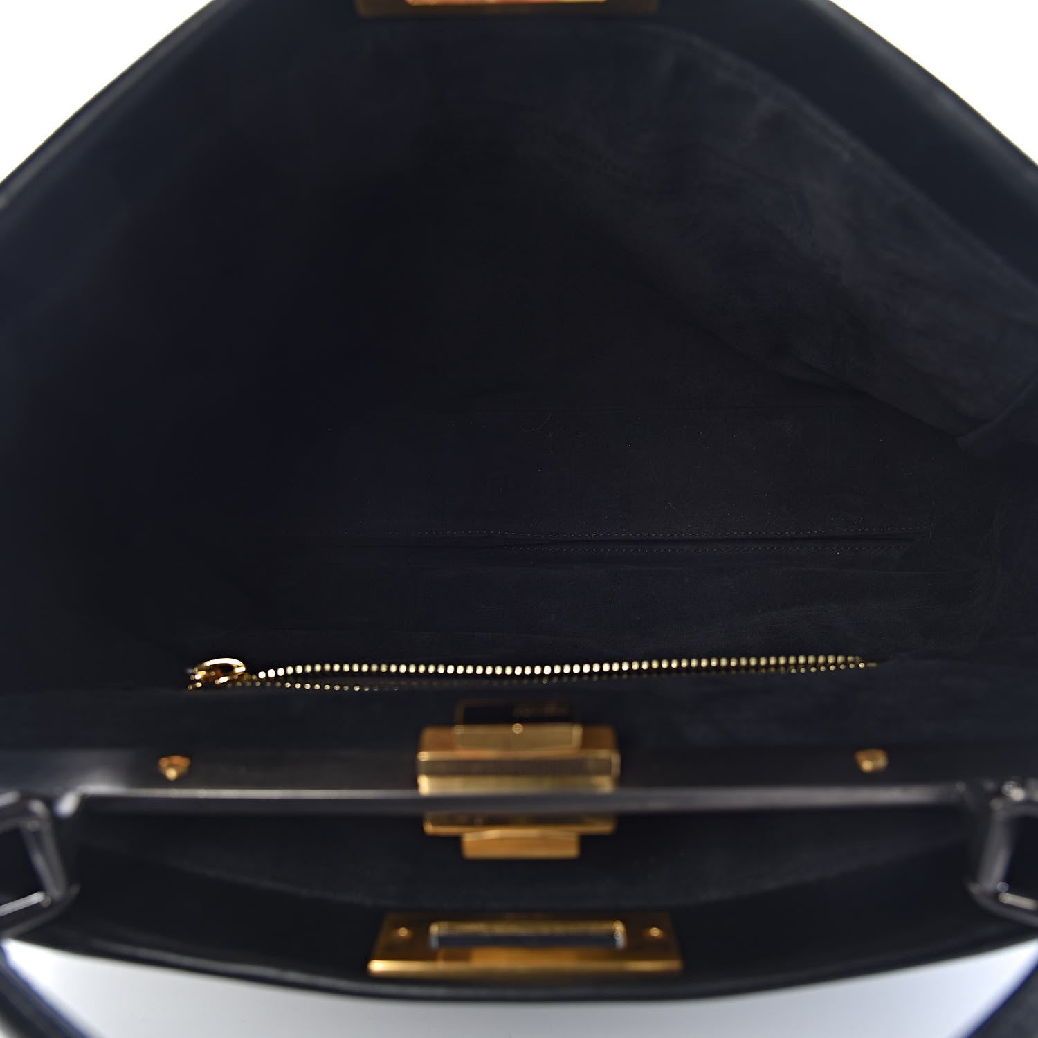 Fendi Vitello Suede Large Peekaboo Iconic Satchel Black 6 of 10
