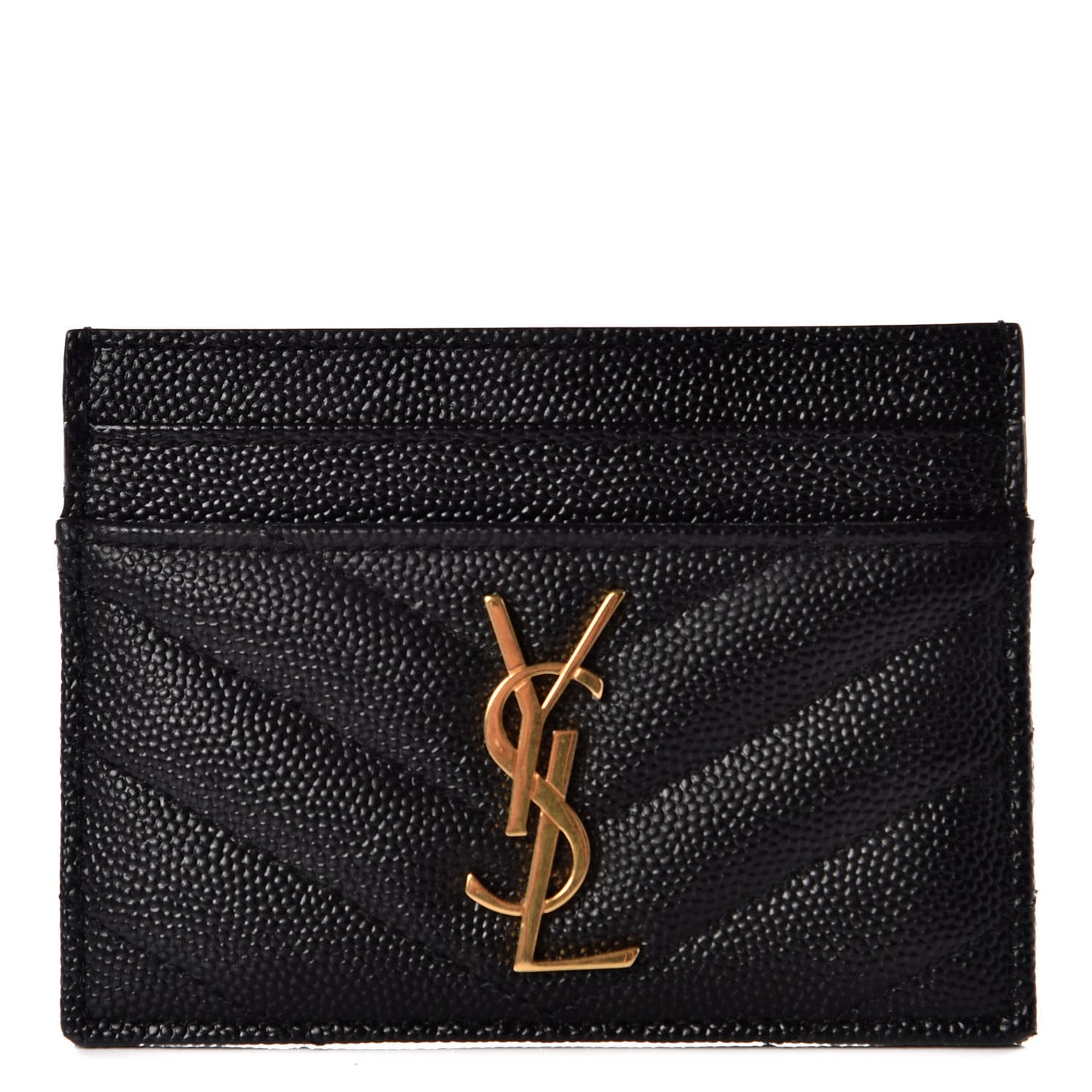 Grain De Poudre Matelasse Chevron Monogram Credit Card Case Black