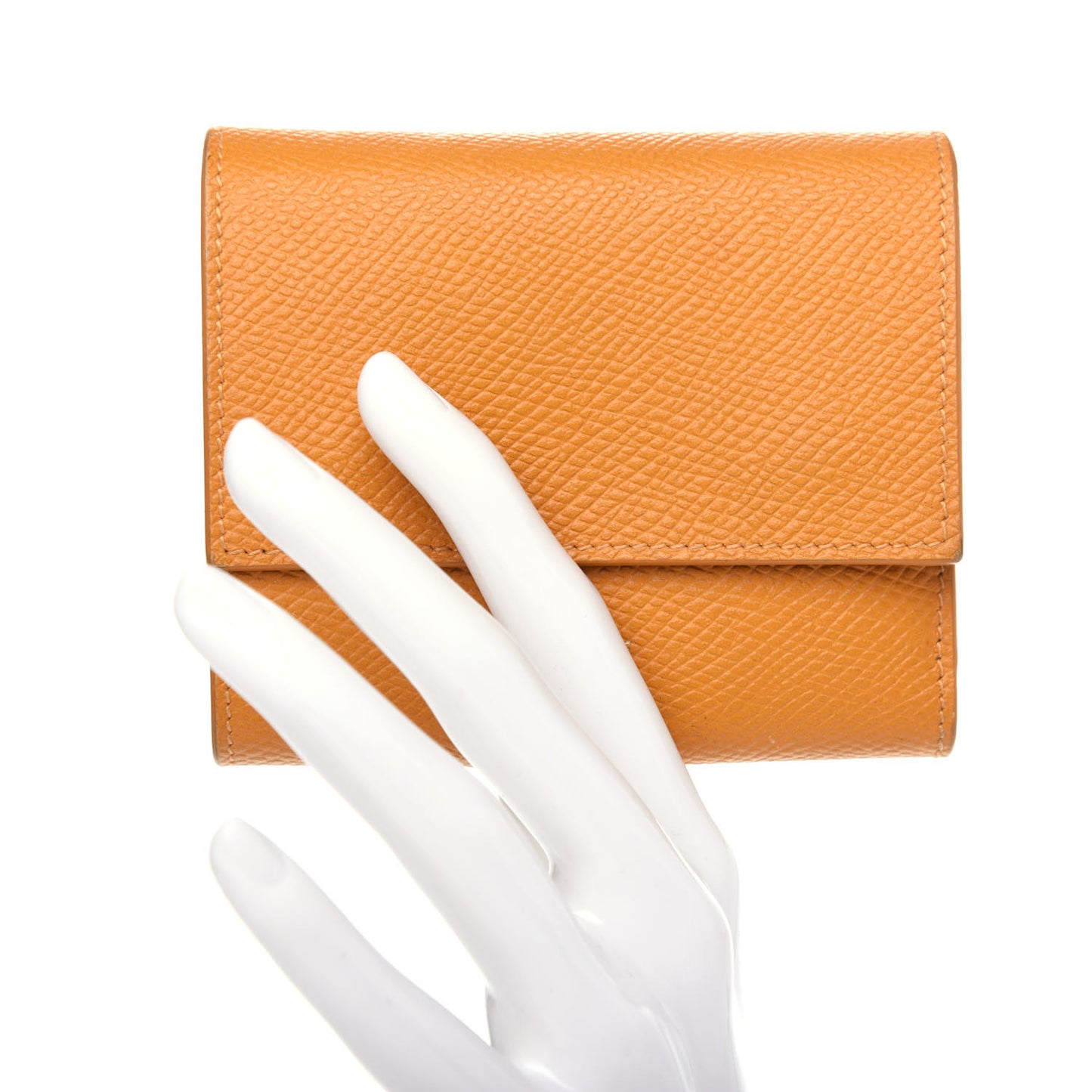 Grained Calfskin Small Multifunction Folded Wallet Safron