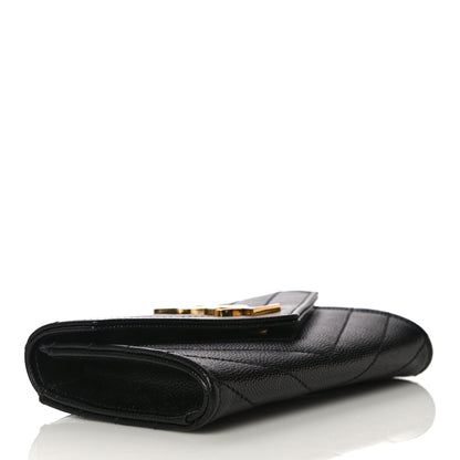 Saint Laurent Grain De Poudre Matelasse Chevron Small Monogram Envelope Wallet Black 4 of 11