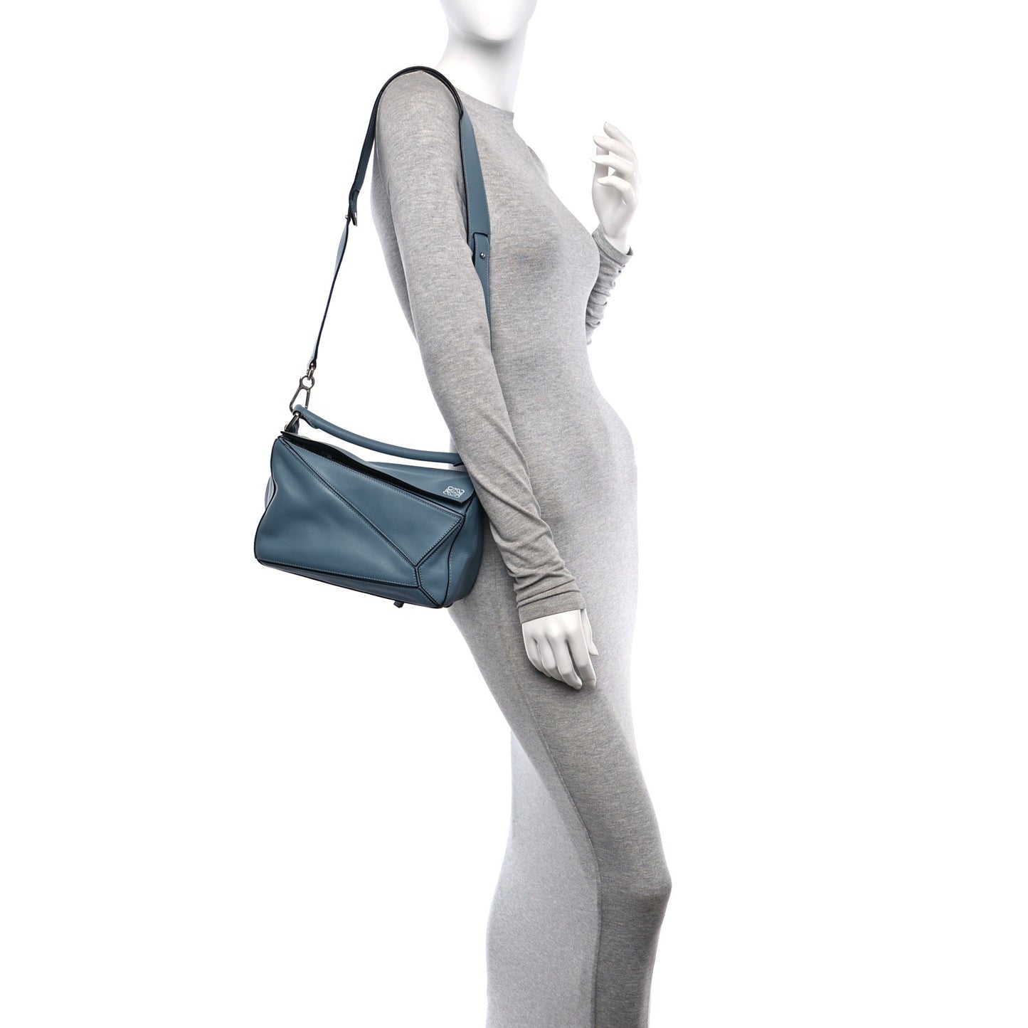 Calfskin Small Puzzle Bag Stone Blue