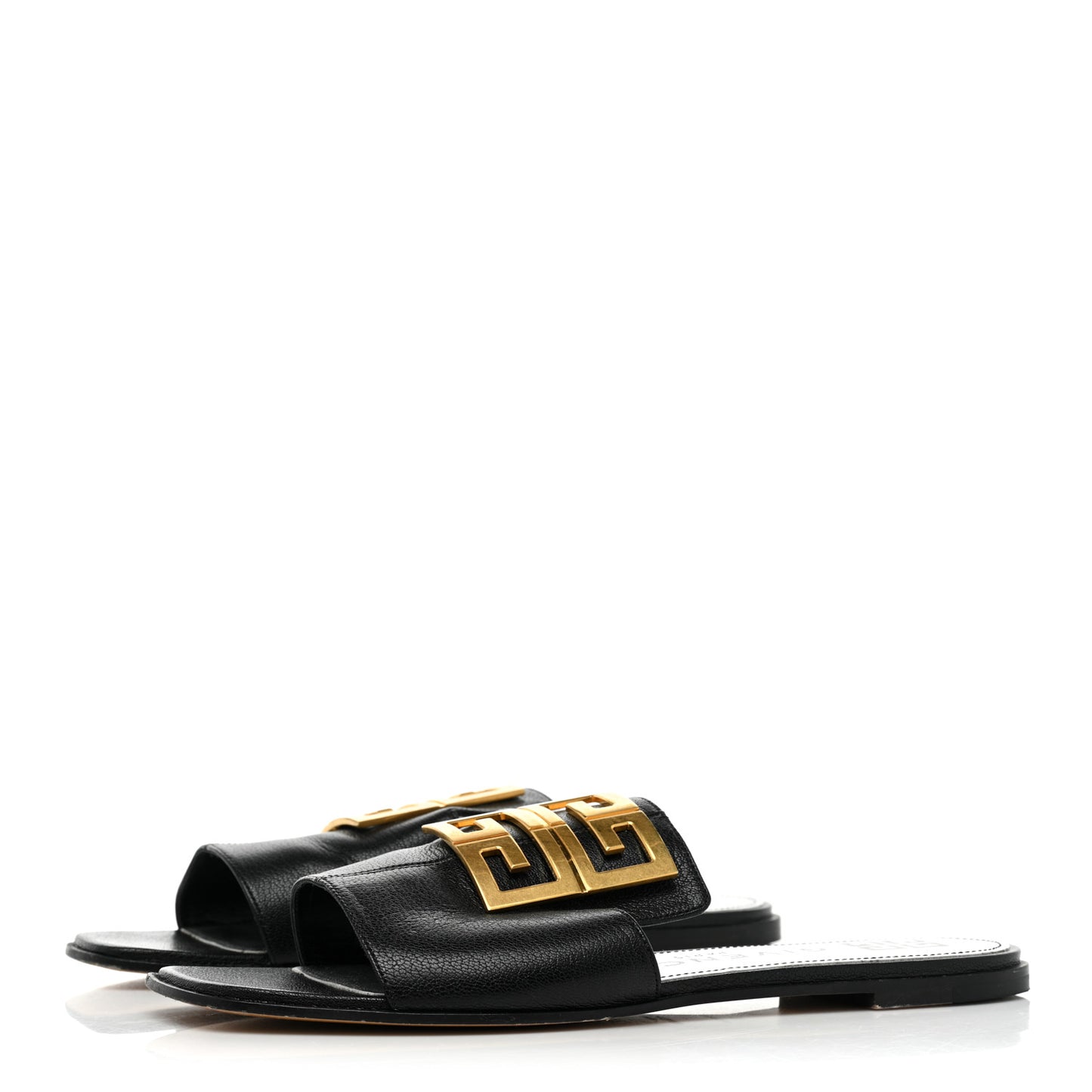 Goatskin 4G Flat Sandals 40 Black