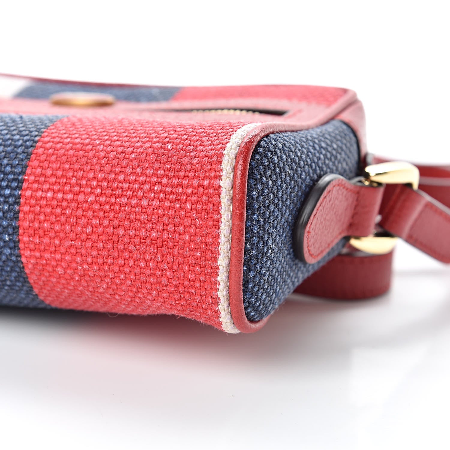 Gucci Canvas Sylvie Stripe Mini Ophidia Camera Bag Mystic White Hibiscus Red Maritime 10 of 10