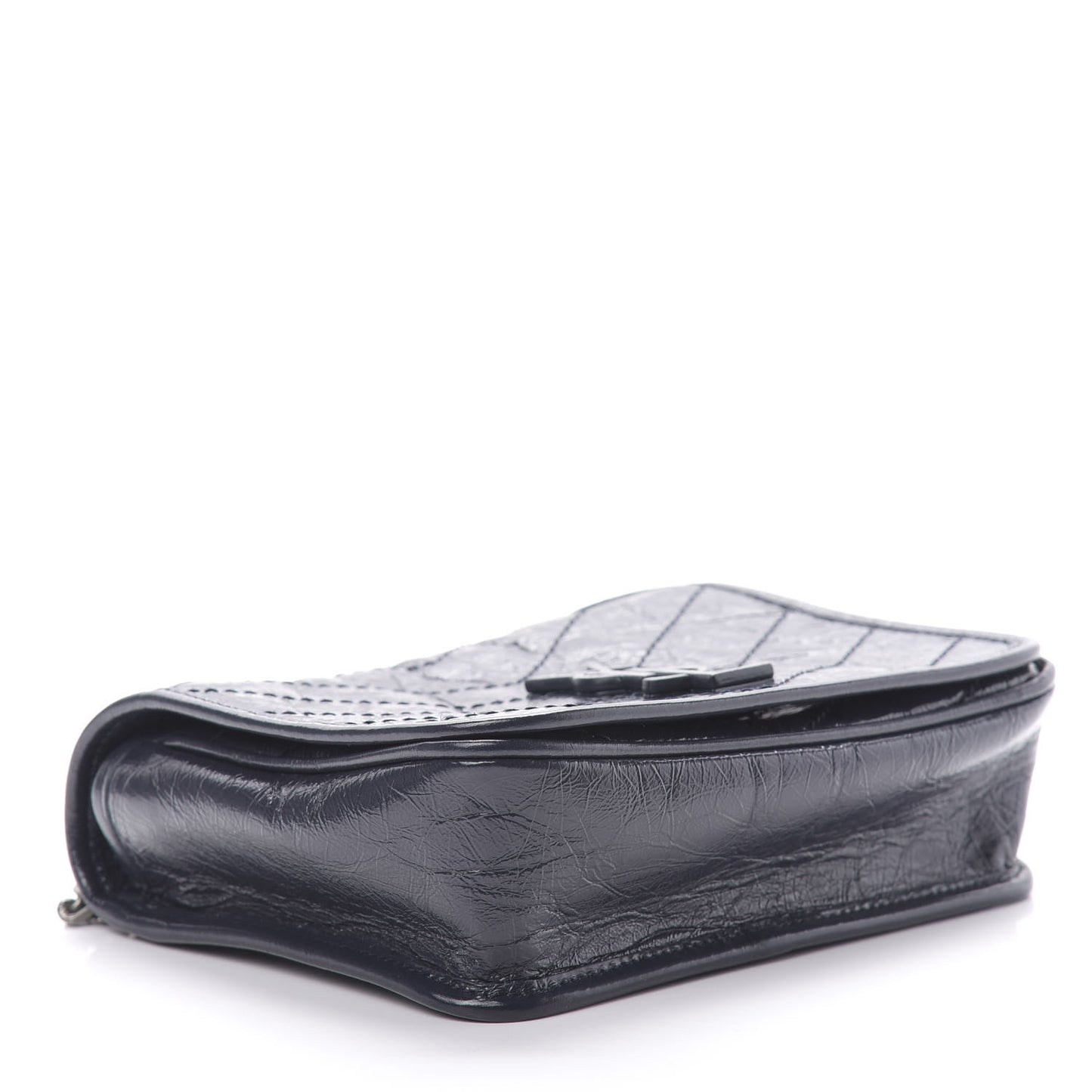 Crinkled Calfskin Matelasse Monogram Niki Chain Wallet Deep Marine