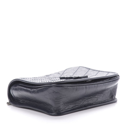 Saint Laurent Crinkled Calfskin Matelasse Monogram Niki Chain Wallet Deep Marine 4 of 12