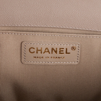 Chanel Caviar Quilted Medium Boy Flap Dark Beige 6 of 7
