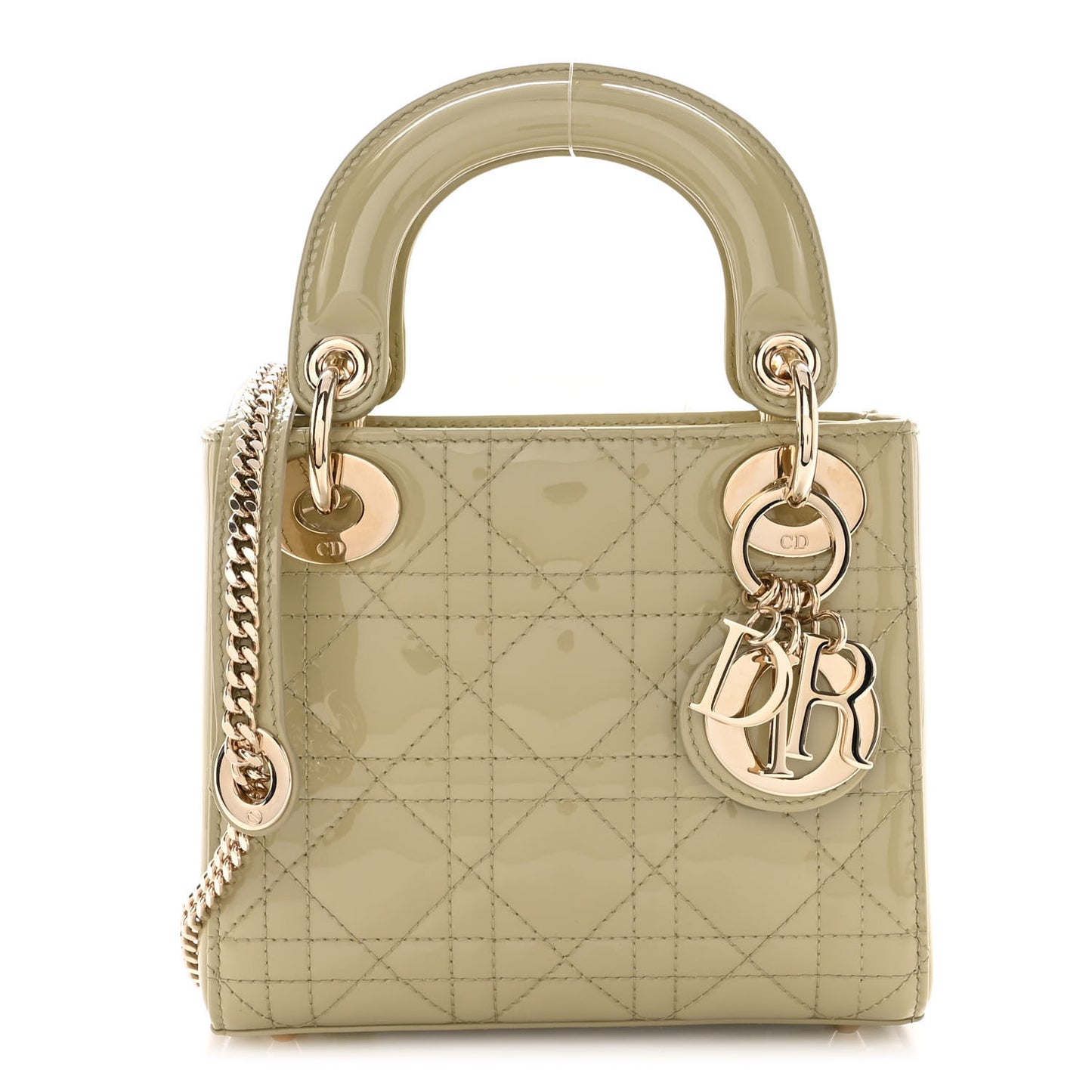 Patent Cannage Mini Lady Dior Sage Green