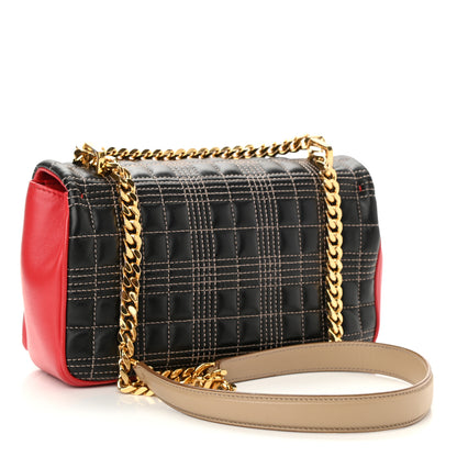 Burberry Lambskin Quilted Small Lola Tri-Color Bag Black Red Camel 2 of 8