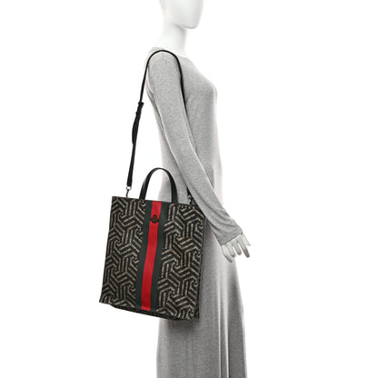 Gucci GG Supreme Monogram Caleido Web Vertical Tote Black 2 of 12
