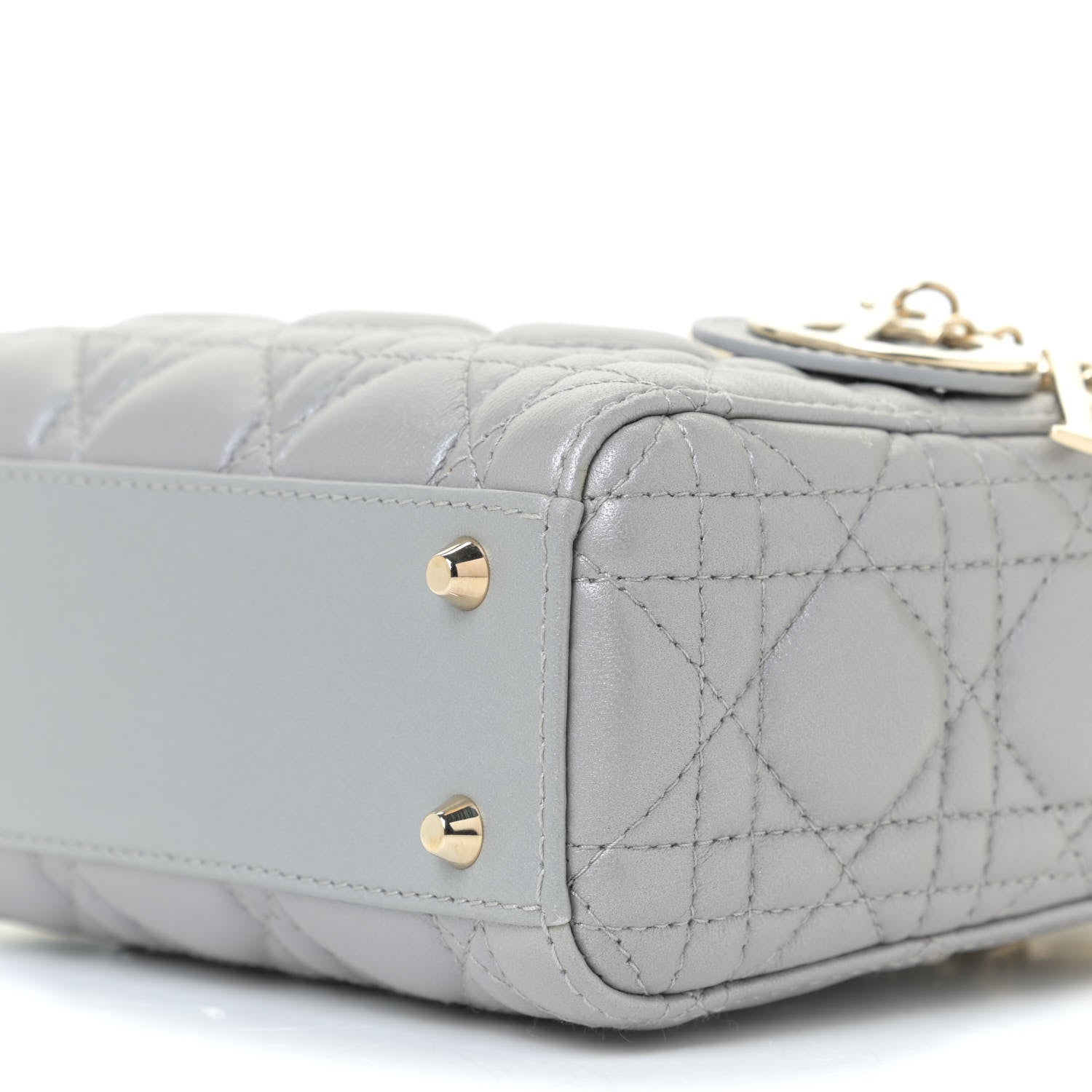 Christian Dior Metallic Lambskin Cannage Mini Lady Dior Grey 10 of 13