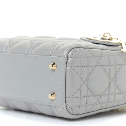 Christian Dior Metallic Lambskin Cannage Mini Lady Dior Grey 10 of 13