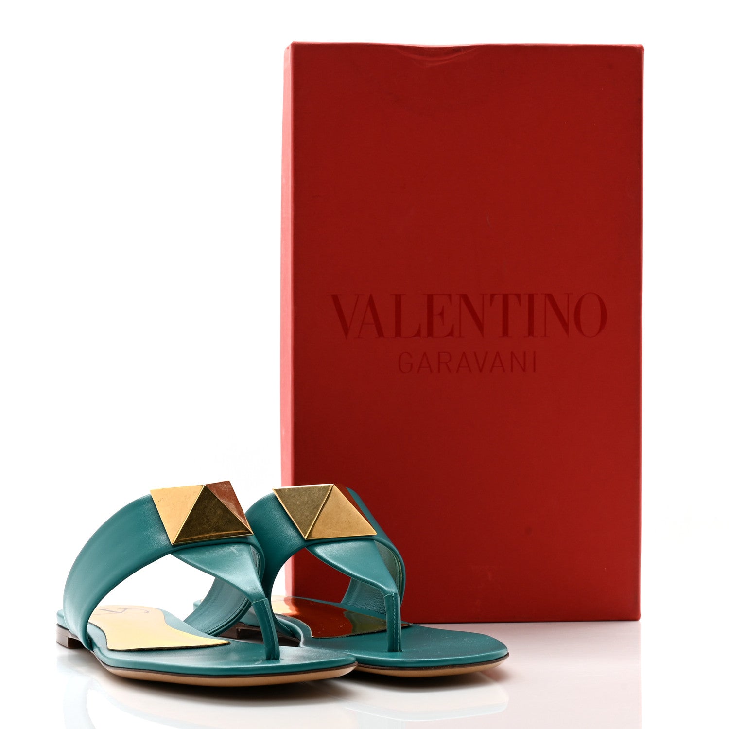 Valentino Garavani Calfskin One Stud Flat Thong Sandals 38.5 Ultramar 10 of 10