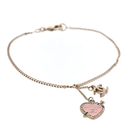 Chanel Enamel Crystal Heart Coco Bracelet Gold 1 of 4