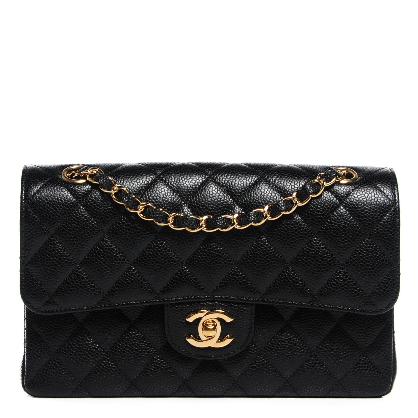 Caviar Quilted Small Double Flap Black