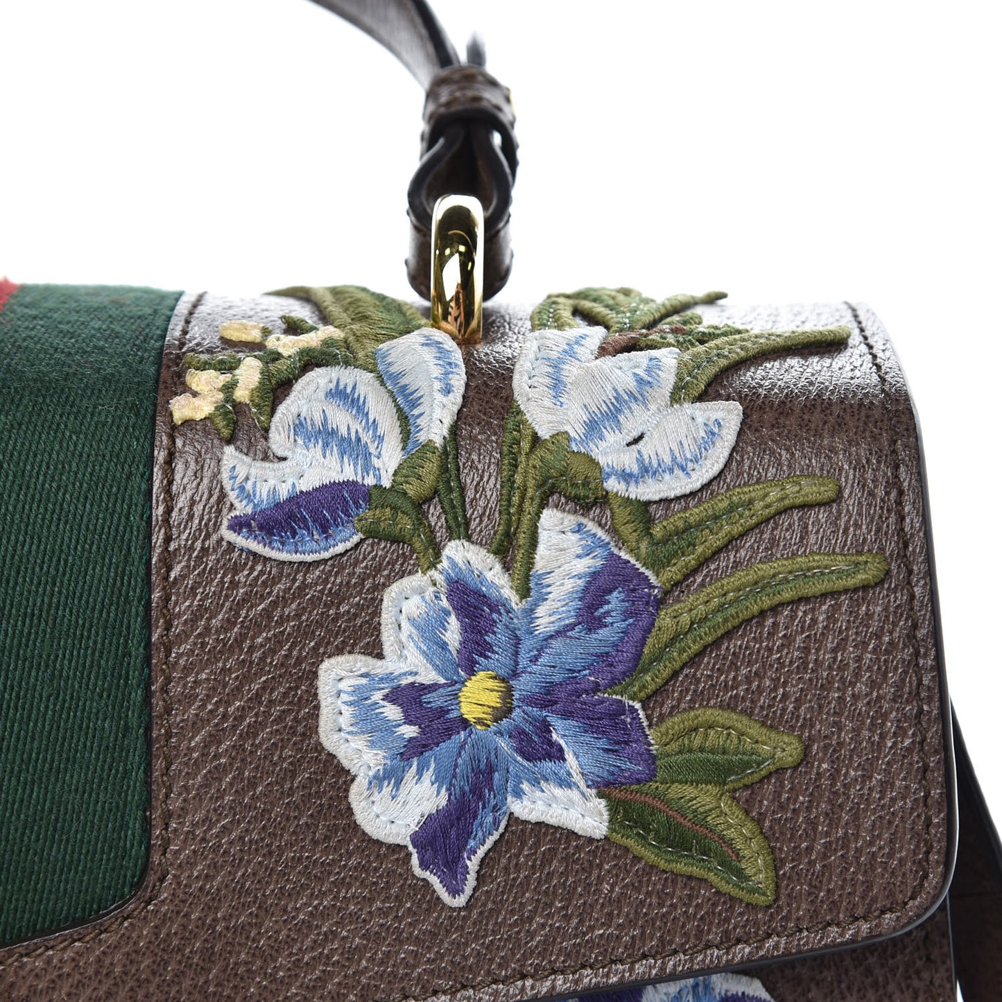 Calfskin Embroidered Medium Sylvie Top Handle Bag New Acero Multicolor