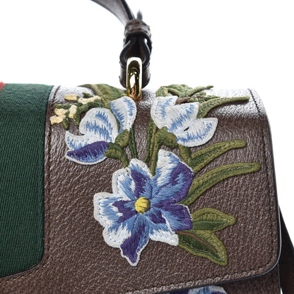 Gucci Calfskin Embroidered Medium Sylvie Top Handle Bag New Acero Multicolor 12 of 14