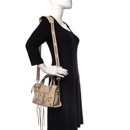 Balenciaga Agneau Classic Silver Hardware Mini City Logo Strap Beige Tapioca 2 of 9