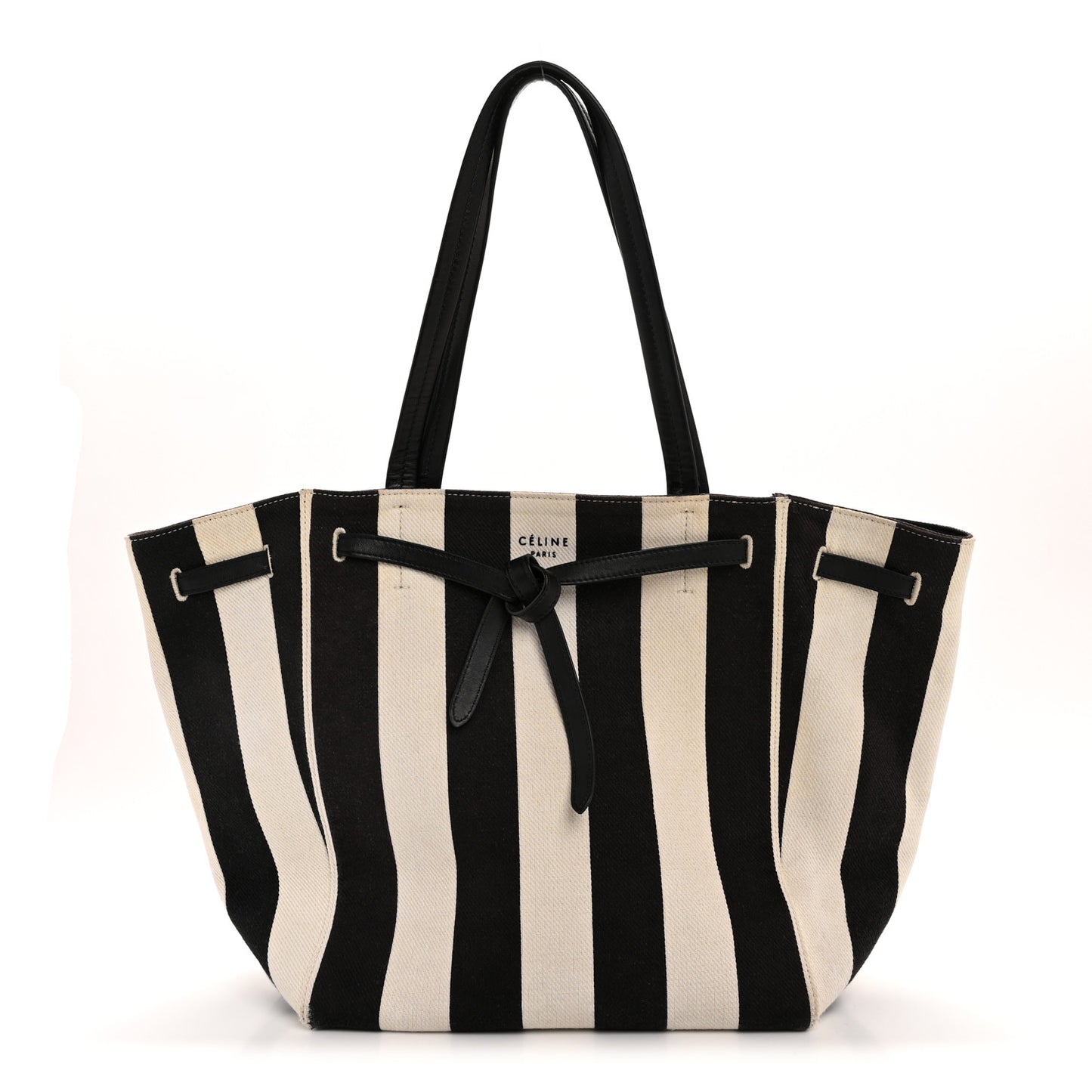 Canvas Striped Medium Belt Cabas Phantom Black White
