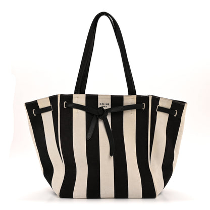 Celine Canvas Striped Medium Belt Cabas Phantom Black White 1 of 13