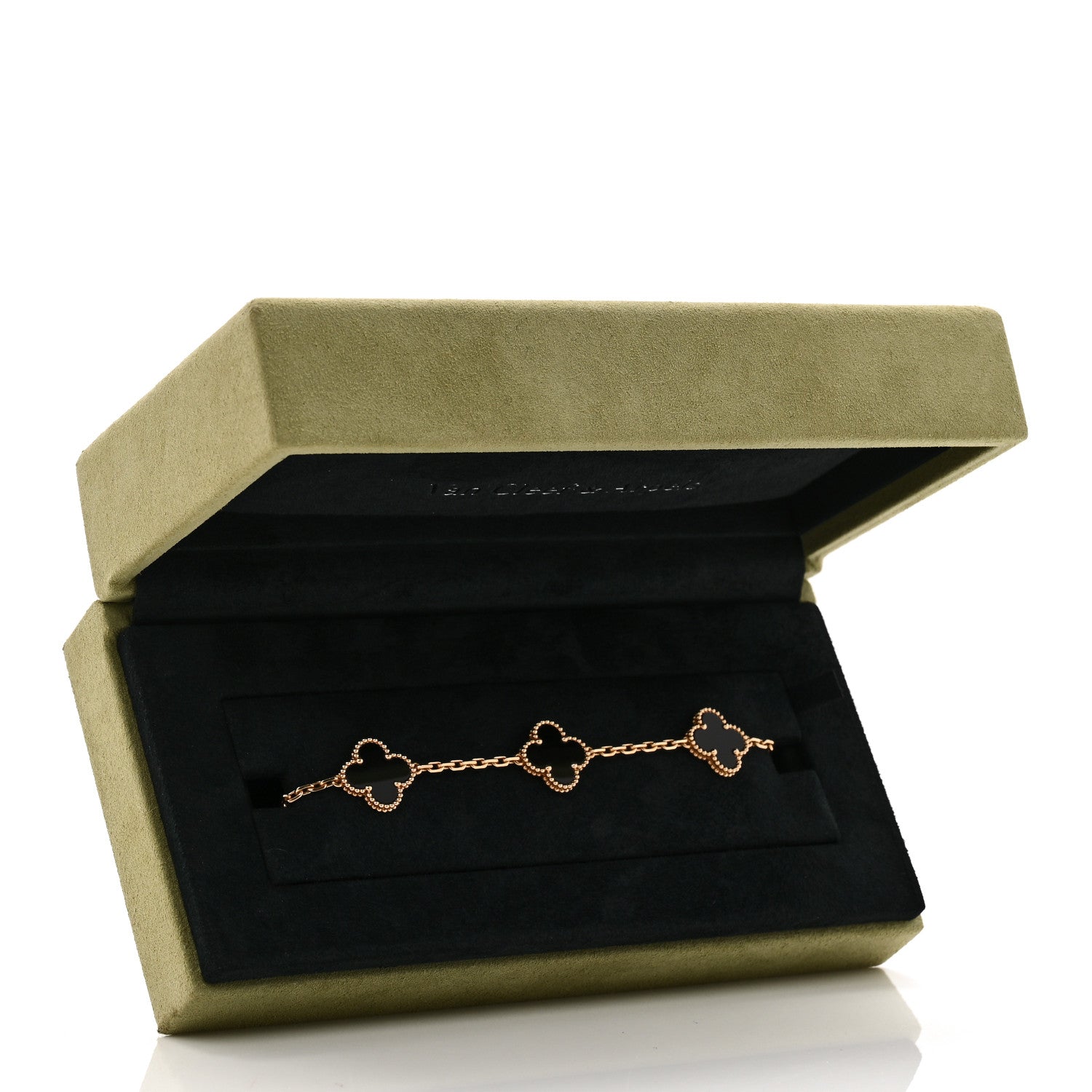 Van Cleef & Arpels 18K Yellow Gold Black Onyx 5 Motifs Vintage Alhambra Bracelet 5 of 5